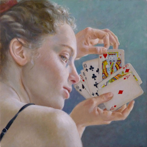Francine Van Hove - Roi de coeur - huile sur toile - 30 x 30 cm