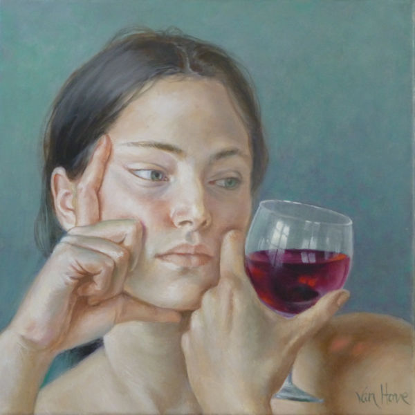 Francine Van Hove - Le reflet sur l'épaule - huile sur toile - 30 x 30 cm