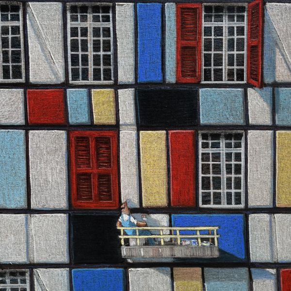 Thomas Bossard - Mondrian - huile sur toile - 100 x 73 cm - 5300 €