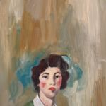 Swan Scalabre - La confession de Justine - huile sur bois - 20 x 15 cm