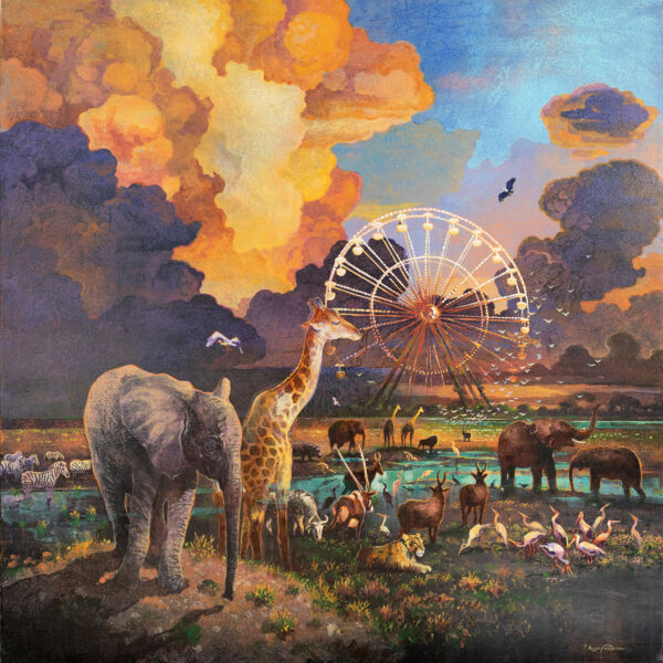 Eric Roux Fontaine – Vous êtes ici – Pigment, résine, et poudre de marbre sur toile – 130 x 130cm