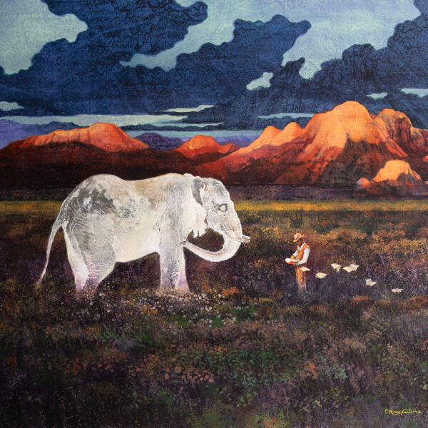 ric Roux Fontaine – Voyager entre les étoiles – Pigment, résine, et poudre de marbre sur toile – 100 x 120 cm