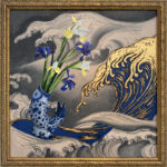 Jordan Nobuko Baker – Je t’ai envoyé des fleurs – huile et feuilles d’or sur toile – 66 x 66 cm