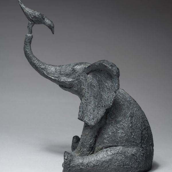 Sophie Verger - Eléphant à l'oiseau - bronze - 32 x 38 x 16 cm - 2900 €