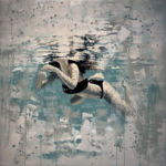 Luc Lavenseau - Nageuse - huile sur toile - 100 x 100 cm - 4100 €