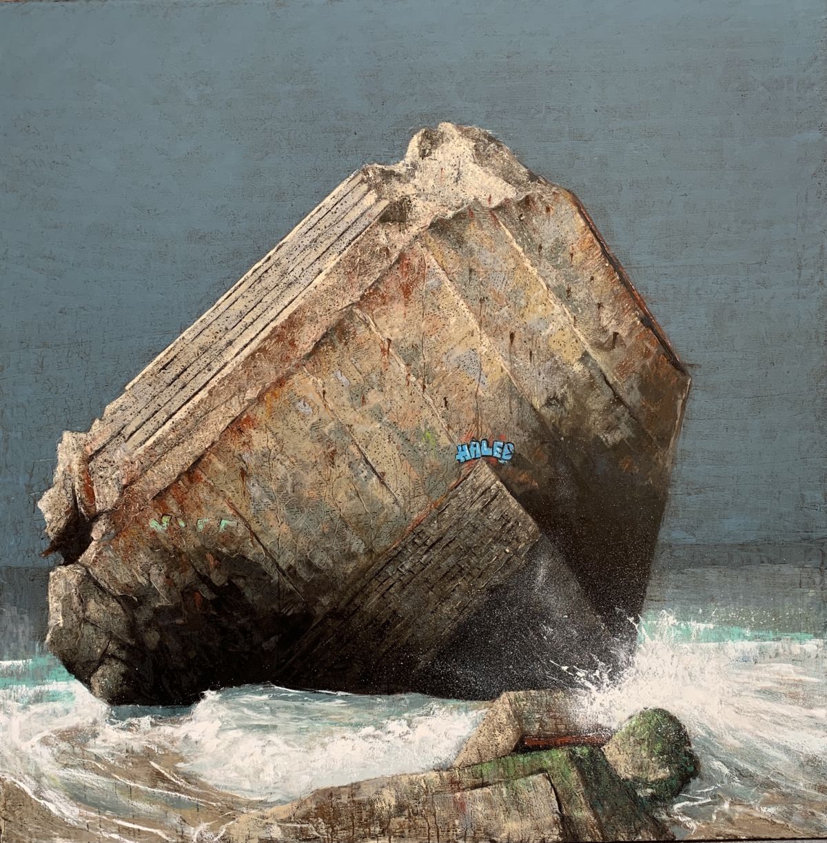 Thomas Bossard - Le bunker - huile sur toile - 150 x 150 cm - 9500 €
