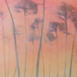 Laurent de Vismes - Pollen - Huile sur papier et fil de broderie - 65 x 41 cm - 900 €