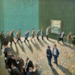 Thomas Bossard - La ronde des visiteurs - huile sur toile - 100 x 100 cm - 5500 €