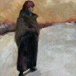 Swan Scalabre - L'hiver n°12 - huile sur bois - 20 x 10 cm