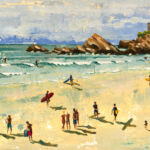 Jean-François Dareths - Biarritz, La Grande plage - huile sur toile - 40 x 80 cm
