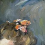 Swan Scalabre - One flower for me 1 - huile sur bois - 20 x 15 cm