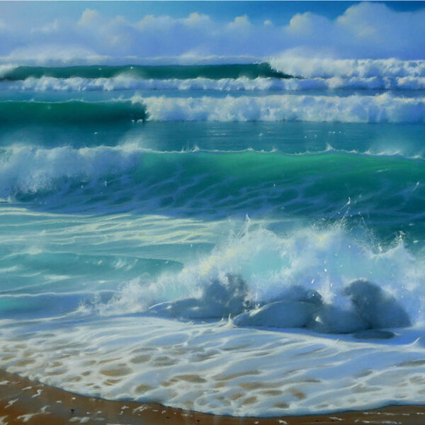 Nicole Stamatakis - Biarritz, plage d'Ilbarritz en Janvier - pastel - 57 x 77 cm - 1300 €
