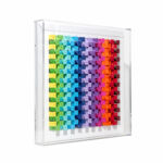 Corinne Warinsko - #2317 “Rainbow” - 50 x 50 x 8 cm - papier & épingles - Coffret plexiglass