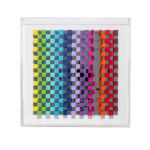 Corinne Warinsko - #2317 “Rainbow” - 50 x 50 x 8 cm - papier & épingles - Coffret plexiglass