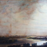 Marc Vuillermoz - Le port de Hambourg - huile sur bois - 50 x 90 cm