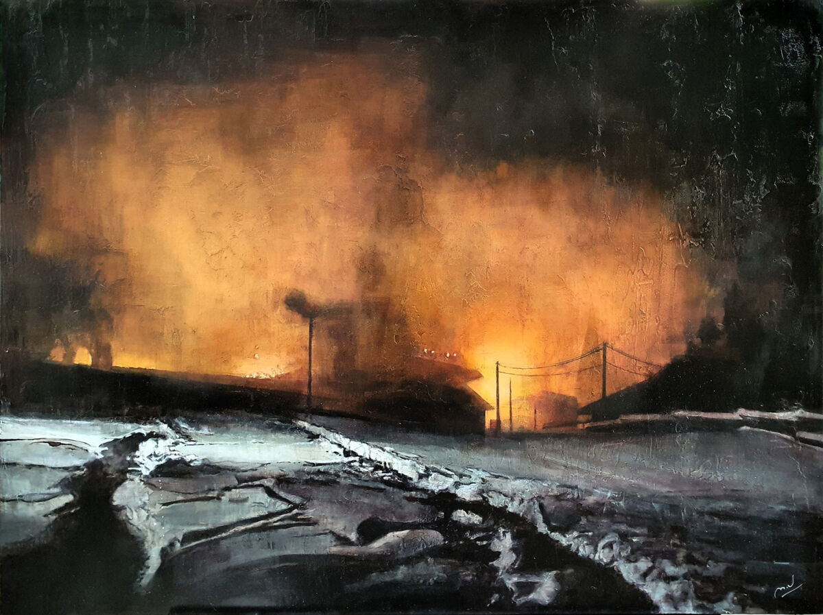 Marc Vuillermoz - Canon à neige - huile sur bois - 60 x 80 cm