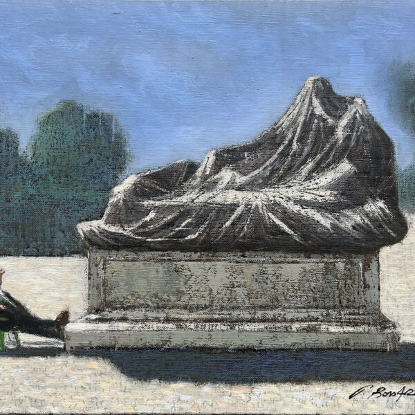Thomas Bossard - Discussion - huile sur toile - 33 x 41 cm
