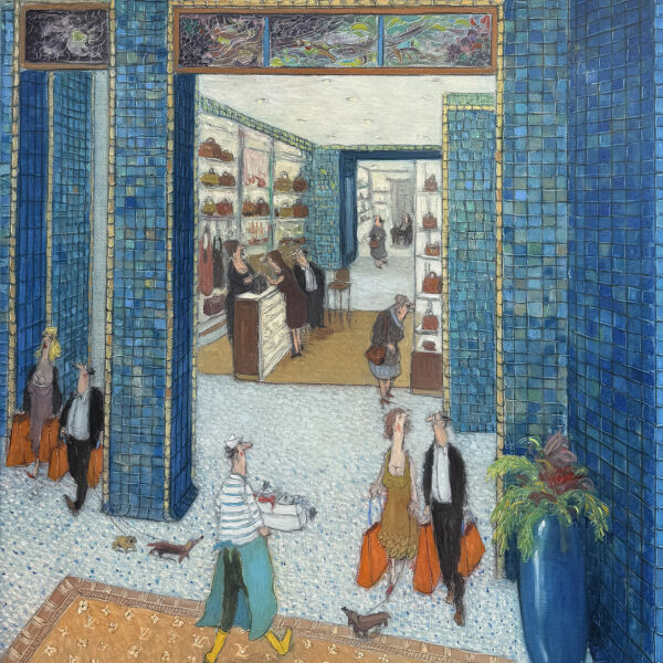 Thomas Bossard - La poissonnerie chic - huile sur toile - 92 x 73 cm