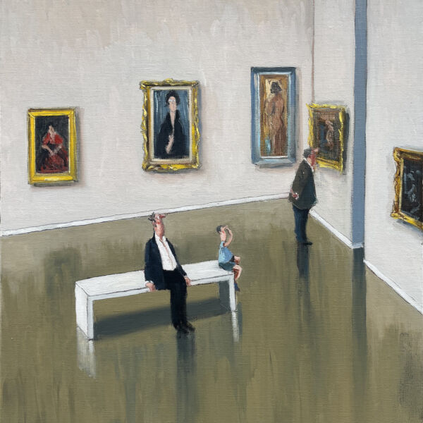 Thomas Bossard - Le musée en culotte courte- huile sur toile - 61 x 50 cm