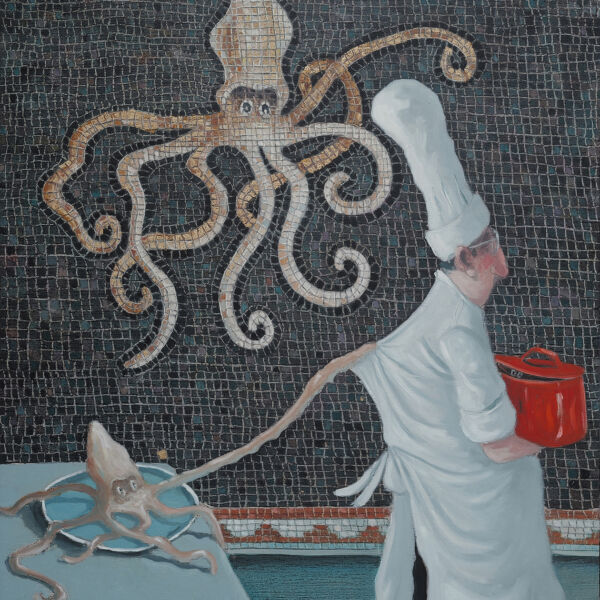 Thomas Bossard - Le poulpe - huile sur toile - 92 x 73 cm