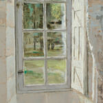 Patrick Pietropoli - Fenêtre sur jardin - huile sur toile - 96,5 X 35,5 cm