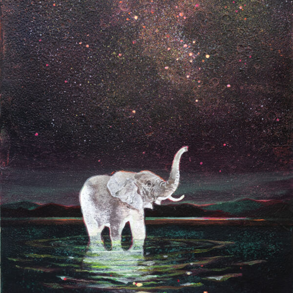 Eric Roux Fontaine - Le jour s’était déjà partagé - Pigment, résine, et poudre de marbre sur toile - 46 x 38 cm