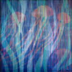 Laurent de Vismes - Les grands fonds - huile et fil de broderie - 100 x 100 cm