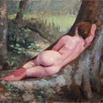 Richard T Scott - Nue sous les arbres - huile sur toile - 390 €