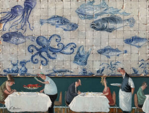 Thomas Bossard – L’aquarium – huile sur toile – 89 x 116 cm
