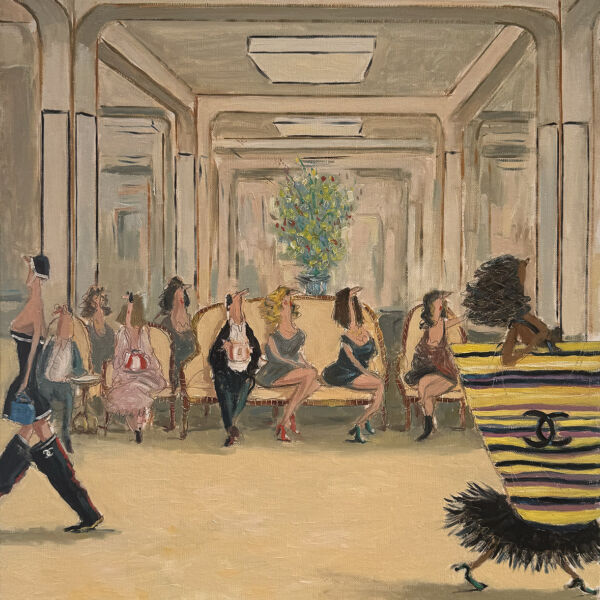 Thomas Bossard – Le défilé CHANEL à Biarritz – huile sur toile – 65 x 54 cm
