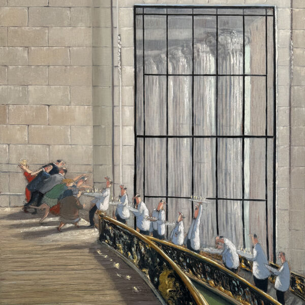 homas Bossard – Il y a du Champagne ! – huile sur toile – 93 x 73 cm