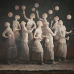 Bertrand Bataille - Les Bilboquets - huile sur toile - 80 x 00 cm