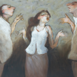 Bertrand Bataille - La Contreverse - huile sur toile - 33 x 55 cm